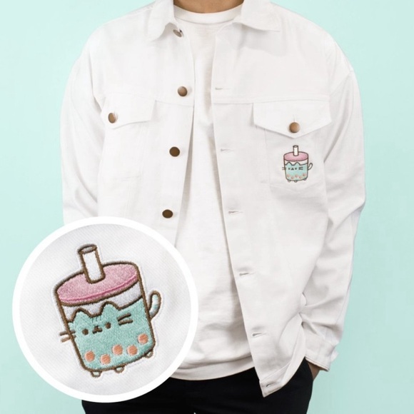 Pusheen Bobasheen White Denim Jacket Spring 2023 Box Exclusive Size Medium NWT - Picture 1 of 7